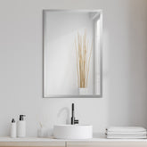 Contempo Polished SIlver Stainless Steel Rectangular Wall Mirror